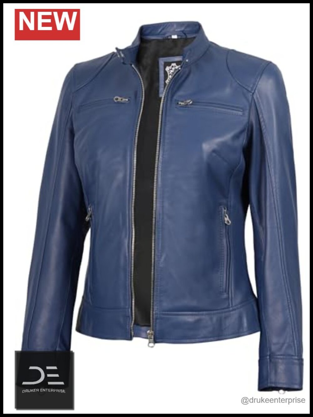 Genuine Lambskin Leather Cafe Racer Moto Jacket Women